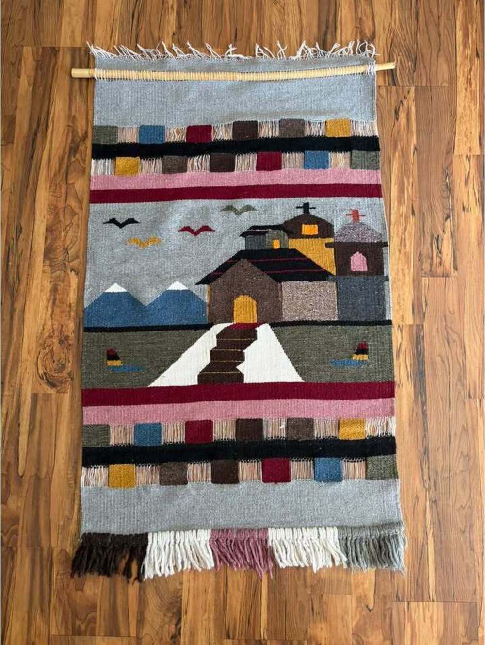 Beautiful Hand Woven Tapestry Southwestern Folk Art